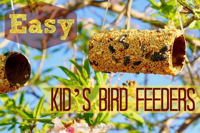Easy, fun bird feeder craft made from an empty toilet paper roll, peanut butter and bird seed. Great summertime boredom buster.