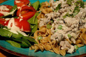 Here’s a super quick and OMG good Mock Beef Stroganoff recipe. My family loved it! All the flavors of Beef Stroganoff in about 20 minutes! Creamy and savory with lots of juicy hamburger, this is comfort in a bowl.