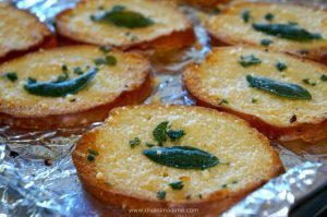 Decadently creamy, butternut squash soup with a little sweet and a little heat. Perfect for fall. Parmesan Sage Crisps and fried Sage Leaves are perfect pairings.