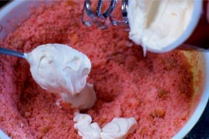 You need these bites of strawberry filling wrapped in strawberry cheesecake, dipped in white chocolate! Perfect for Valentine’s Day!
