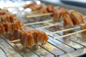 Grilled appetizer kabob that’s sweet, savory, smoky, crunchy, chewy and addictive. It’s all the things! Perfect for your next BBQ!