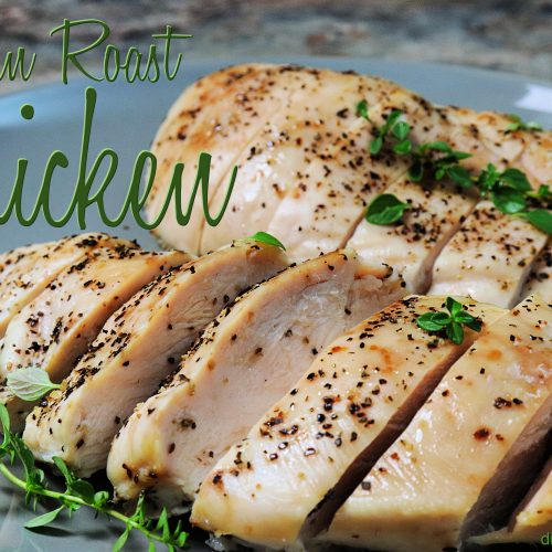 Beautifully cooked, juicy chicken breast with herbs.