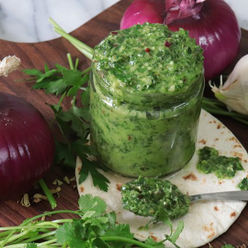 Make your meals sing with this quick and easy chimichurri recipe! Bright, herby, and endlessly versatile—perfect for grilled meats, veggies, dips & more.