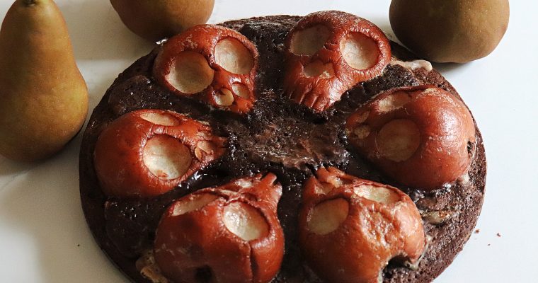 Ghoulishly Good: Spiced Dark Chocolate and Pear Skull Brownie Cake