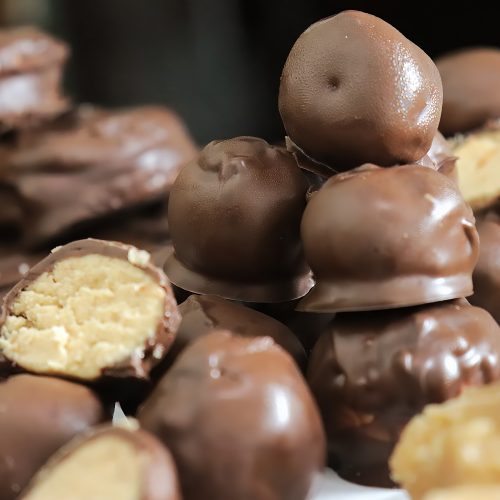 Creamy no-bake peanutbutter truffle candies. Delicious, easy and perfect for gifting. dipped in chocolate.